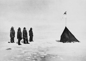 Roald Amundsen, Helmer Hanssen, Sverre Hassel e Oscar Wisting davanti alla tenda eretta al Polo Sud, 16 dicembre da John Ward Dunsmore