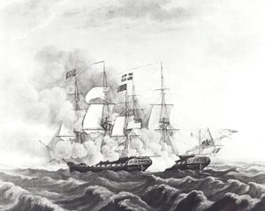 USS Constitution e HMS Guerriere da John Ward Dunsmore
