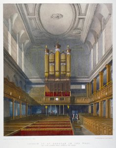 Interno, vista verso ovest, Chiesa di San Dunstan in the West, Fleet Street, City of London, 1829 da W Ganci
