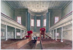 Vista interna della nuova chiesa di St Pancras, Londra, 1855 da W Guest