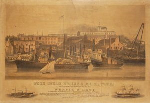 Motore a vapore Penn e lavori di caldaia cantiere navale Neafie & Levy da W. H. Rease