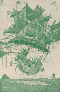 Un tipo molto precoce di idrovolante che effettua un volo di prova dagli stagni di Hampstead, c1918 1919 da William Heath Robinson