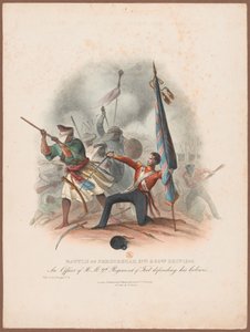 Battaglia di Ferozeshah, 21-22 dicembre 1845. Un ufficiale del 9° Reggimento difende i suoi colori da W. Kohler