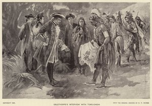 Intervista di Oglethorpe con Tomo-chichi (litografia) da W. P. Snyder