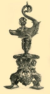 Lampada a forma di creatura marina simile a una sfinge, c. 1510-1530, 1881 da W. W. McCarty