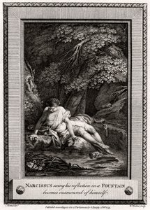 Narciso vede il suo riflesso in una fontana e si innamora di sé stesso da W. Walker