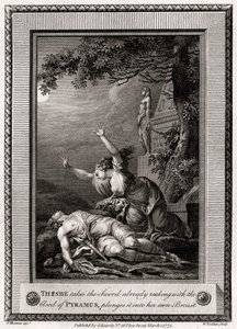 Thisbe prende la spada già intrisa del sangue di Pyramus e la immerge..., 1775 da W. Walker