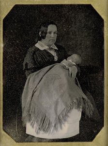 Mrs. Thomas Ustick Walter e il suo bambino deceduto, ca. 1846. Creatori: W. & F. Langenheim, William Langenheim da William and Frederick Langenheim