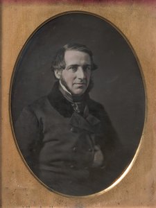 Uomo di Mezza Età con Barba a Cinghia, Mano Nascosta nella Giacca Abbottonata, 1840-50