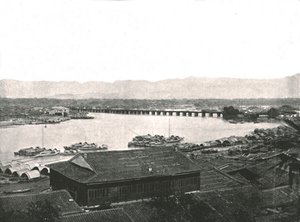 Il fiume Min e il grande ponte, Foochow, Cina, 1895