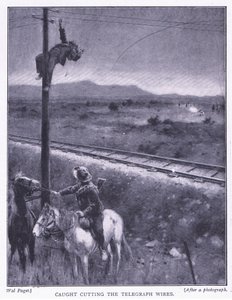 Catturato mentre tagliava i fili, illustrazione da After Pretoria: The Guerilla War, 1902 da Wal Paget