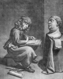 Ragazzo che disegna un busto dell