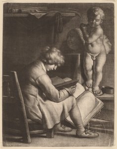 Giovane artista con una statua di Cupido da Wallerant Vaillant