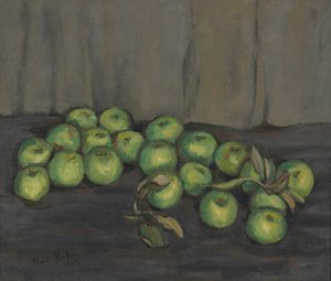 Mele verdi con tenda grigia da Walt Kuhn