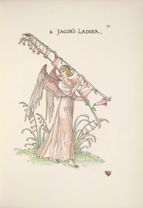 Una scala di Giacobbe. Un angelo che tiene una scala fatta di piante da Walter Crane