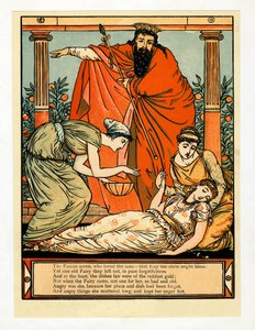 E cade in un sonno simile alla morte, da Il libro delle fiabe di Barbablù, pub. 1879 da Walter Crane