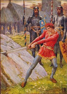 Artù estrae la spada dalla roccia, 1911 da Walter Crane