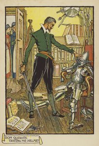 Don Chisciotte prova il suo elmo da Walter Crane