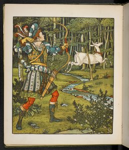 Illustrazione per la storia, la cerva nel bosco