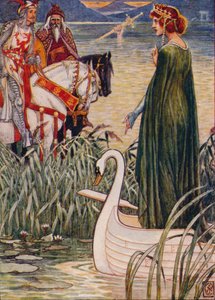 Re Artù chiede alla Dama del Lago la spada Excalibur, 1911 da Walter Crane
