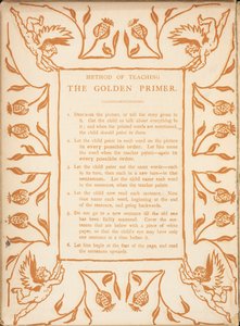 Metodo di insegnamento del Golden Primer. Bordo floreale, con cherubini da Walter Crane
