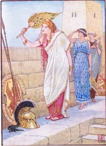 Spesso si fermava sulle mura di Troia (illustrazione da La storia della Grecia, anni 