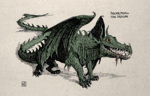 Rappresentazione del drago mitologico Ashchemon (disegno di Walter Crane, 1899) da Walter Crane