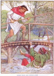 Robin Hood e Little John, c.1920 da Walter Crane