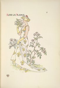 Rosa La France. Una giovane donna che annusa un mazzo di fiori da Walter Crane
