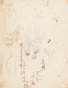 Schizzo di una coppia seduta con studi di nuvole [verso] da Walter Crane