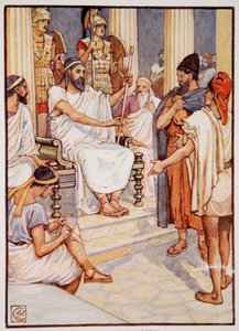 Solone libera uno schiavo, c.595, illustrazione da 