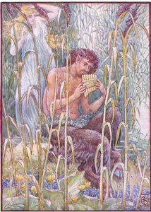 Dolce, dolce penetrante era la musica del flauto di Pan, illustrazione da 