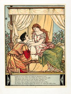 Il principe sveglia la Bella, da Il libro delle fiabe di Barbablù, pub. 1879 da Walter Crane