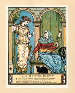 La principessa impara a filare, da The Blue Beard Picture Book, pub. 1879 litografia a colori, 1879