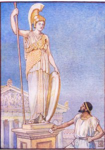 La figura della dea era colossale (illustrazione da La storia della Grecia, anni 