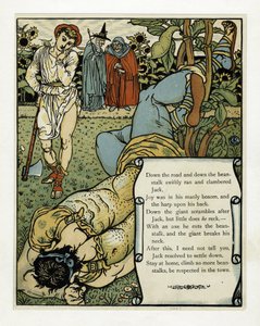 Il gigante si rompe il collo, da Il libro delle fiabe di Barbablù, pub. 1879 da Walter Crane