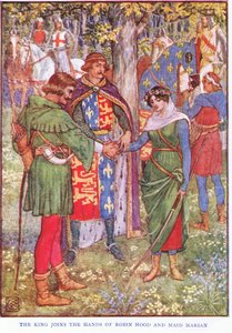 Il re unisce le mani di Robin Hood e Maid Marian, c.1920 da Walter Crane