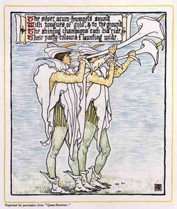 Trombettieri con Gigli, da Queen Summer da Walter Crane