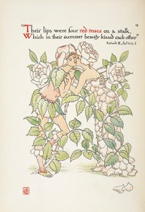 Due figure che si baciano vestite da rose
