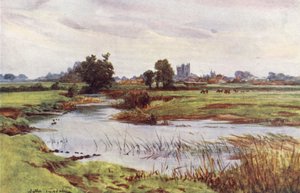 Wessex: Il fiume Stour, Wimborne Minster in lontananza da Walter Frederick Roofe Tyndale