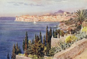 Jugoslavia: La baia di Dubrovnik (litografia a colori)
