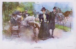 Mattina di Pasqua: donna che passeggia con il suo cane da Walter Granville Smith