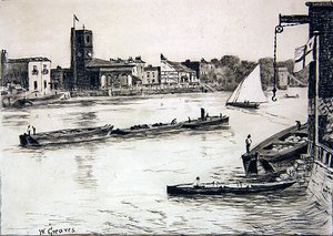 Vecchia Chiesa di Chelsea da Battersea da Walter Greaves