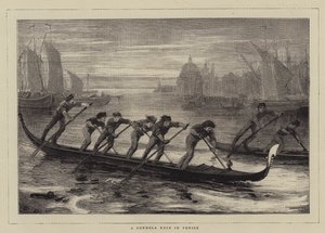 Una gara di gondole a Venezia