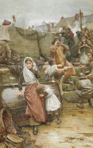Scena di disastro in un villaggio di pescatori della Cornovaglia, 1889