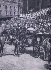 Il Giubileo di Diamante: ringraziamento alla Cattedrale di San Paolo, illustrazione da Cassells History of England, 1900 da Walter Paget