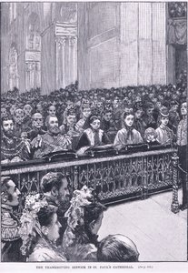 Il servizio di ringraziamento nella Cattedrale di San Paolo 1871 d.C. da Walter Paget