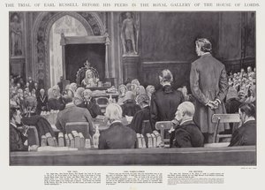 Il processo del conte Russell davanti ai suoi pari nella Galleria Reale della Camera dei Lord, Westminster (litografia) da Walter Paget
