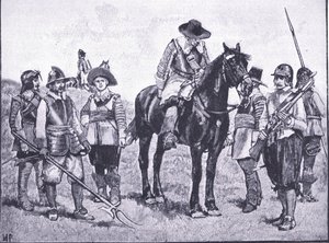 Tipi di soldati cromwelliani, da La Storia del Popolo Britannico di Cassell pubblicato da Waverley Book Company Limited, c.1940