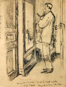 La nuova cravatta, c.1922 (penna e inchiostro e lavaggio su carta) da Walter Richard Sickert